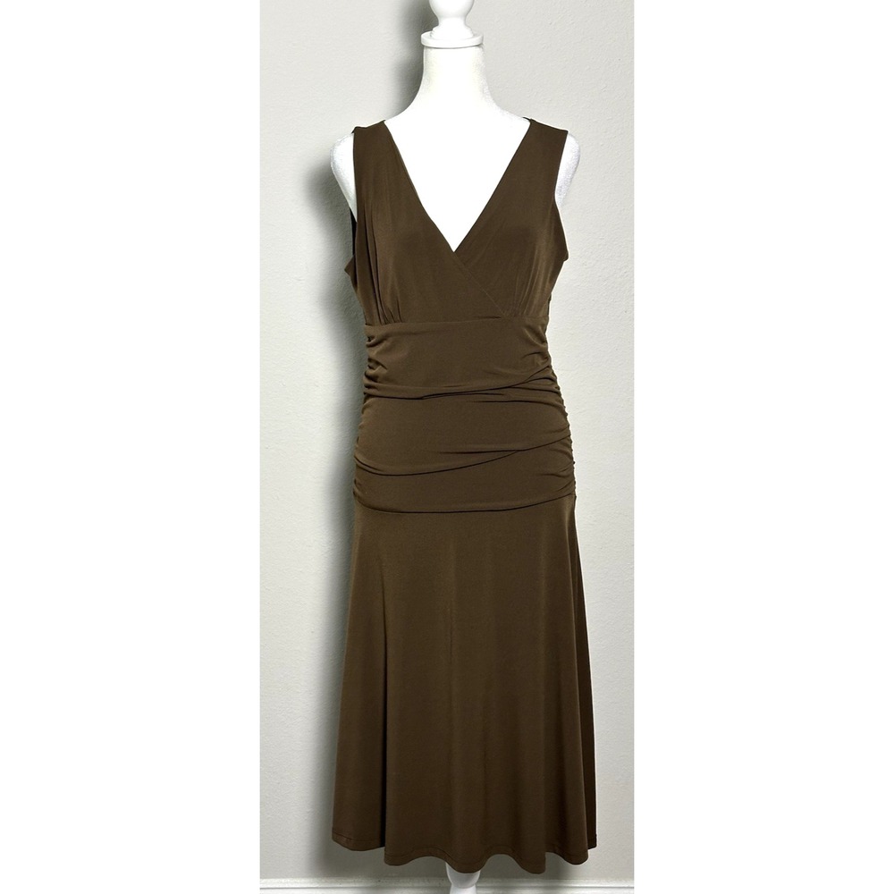 Alfani Women's Brown Midi Dress Ruching Waist Size (P/M)